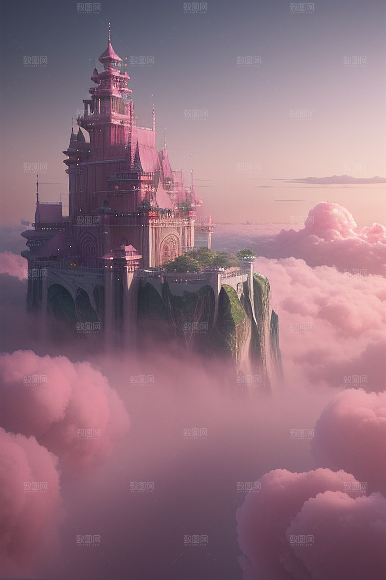 浩瀚壮丽的绘画云端中的三座绝美宫殿