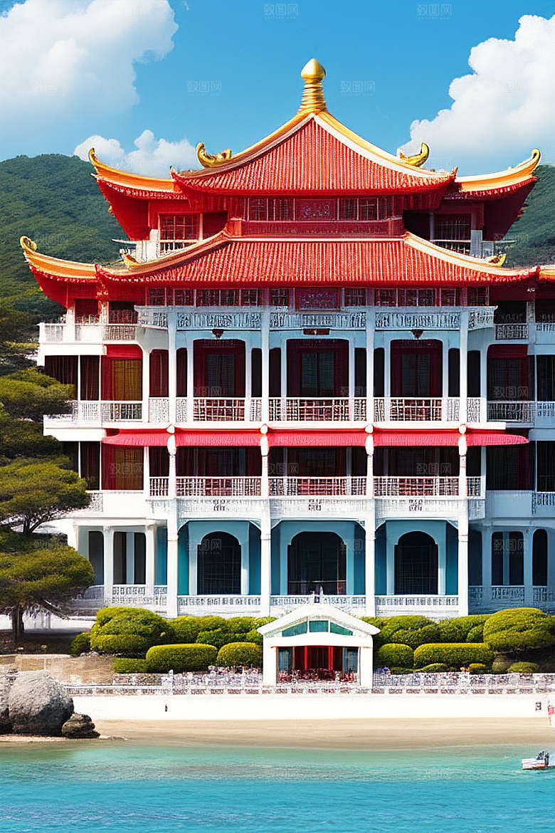 海滨宫殿的美丽景色
