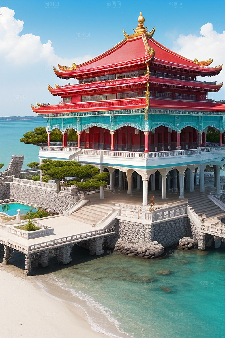 海滨宫殿的美丽景色
