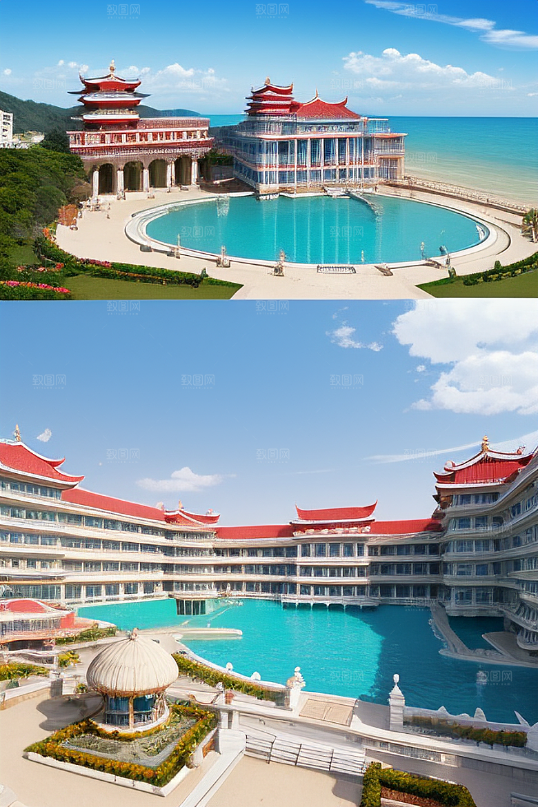 海滨宫殿的美丽景色
