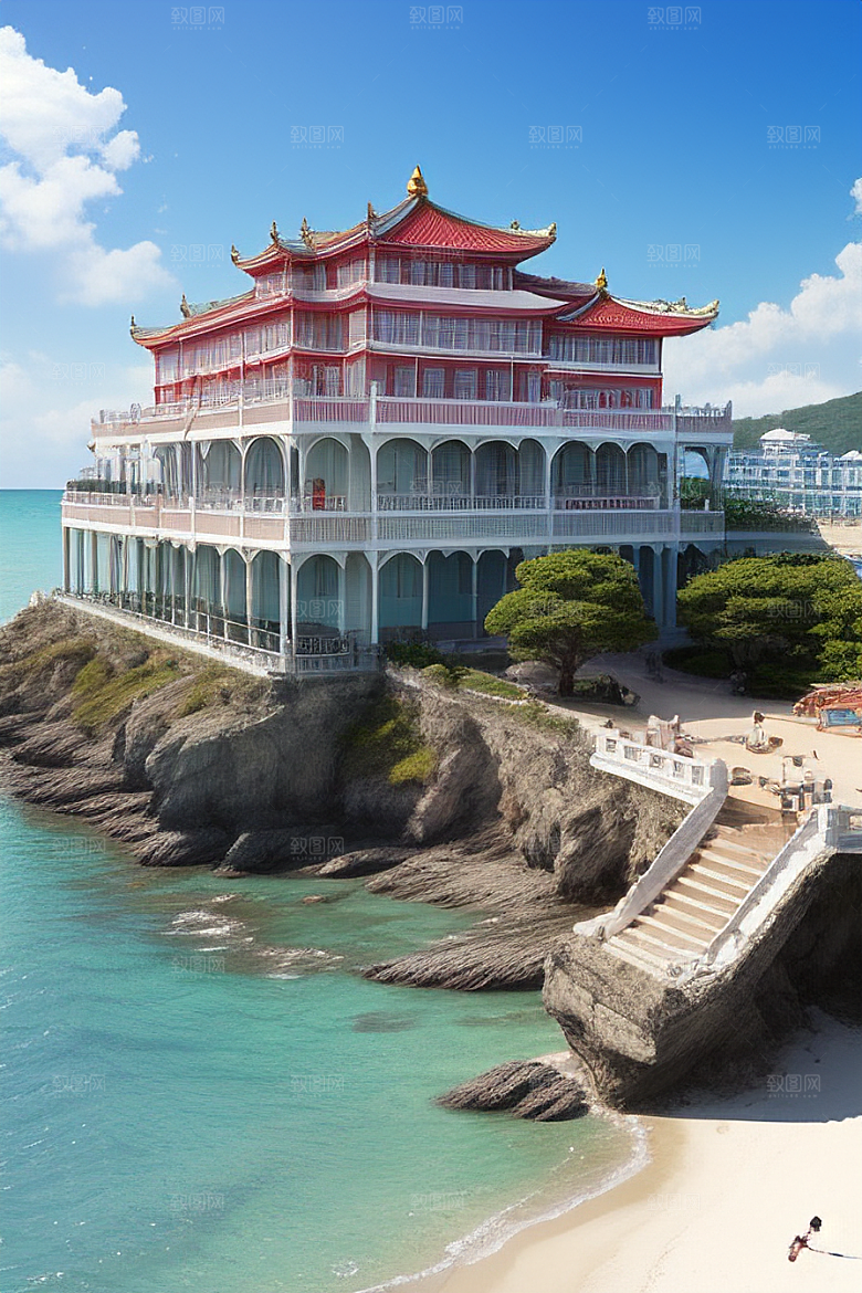 海滨宫殿的美丽景色