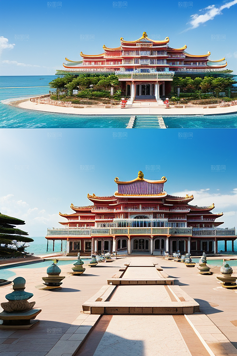 阳光明媚的海滨宫殿