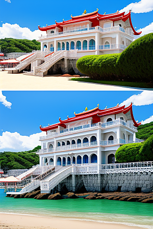 阳光明媚的海滨宫殿