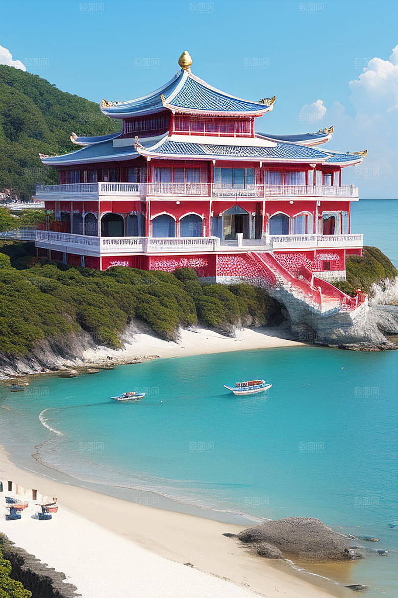 阳光明媚的海滨宫殿