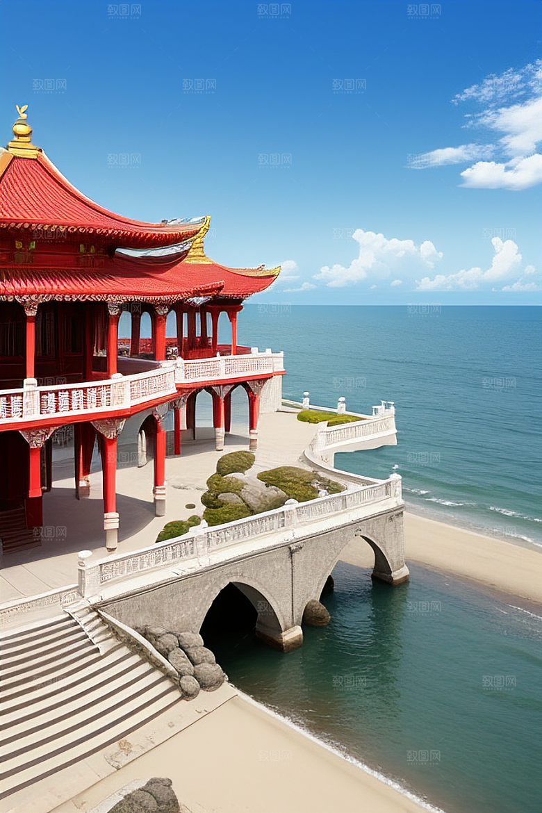 阳光明媚的海滨宫殿
