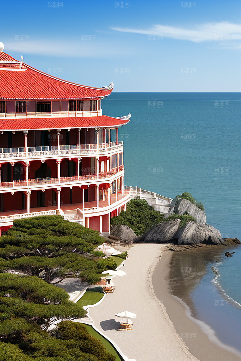 阳光明媚的海滨宫殿