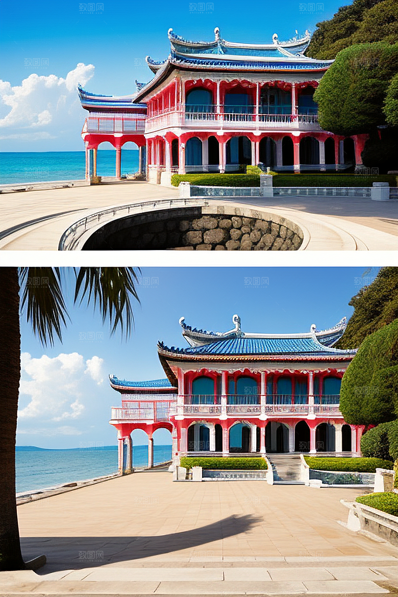 阳光明媚的海滨宫殿