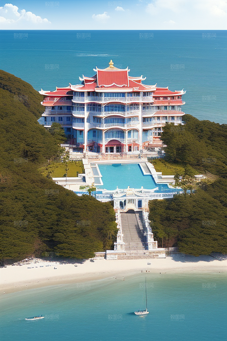 阳光明媚的海滨宫殿