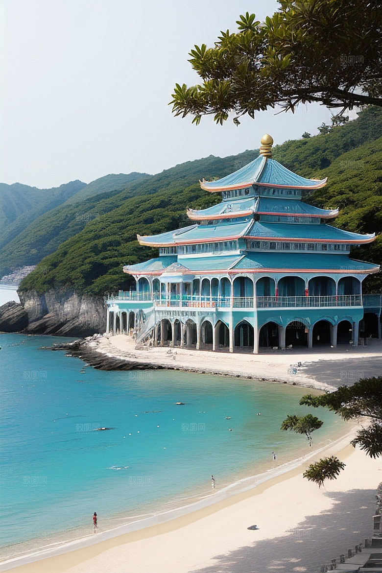 阳光明媚的海滨宫殿