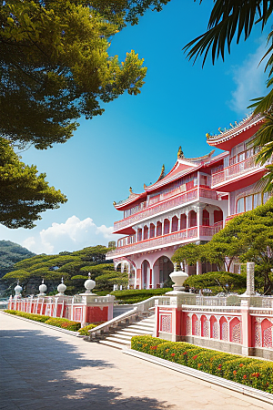 阳光明媚的海滨宫殿