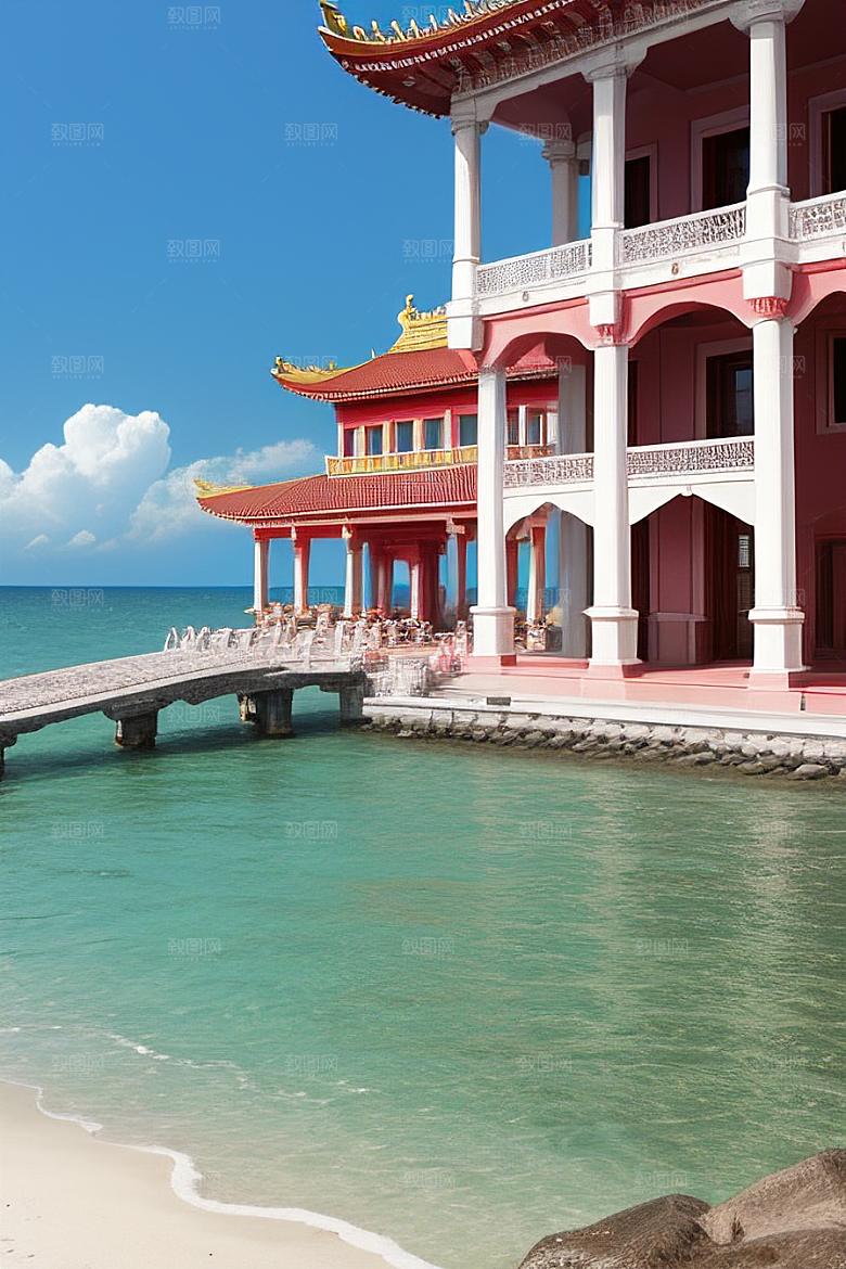 阳光明媚的海滨宫殿