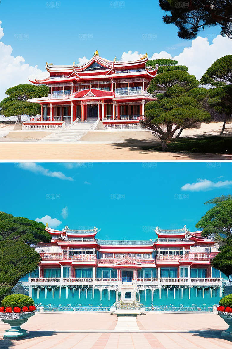 阳光明媚的海滨宫殿