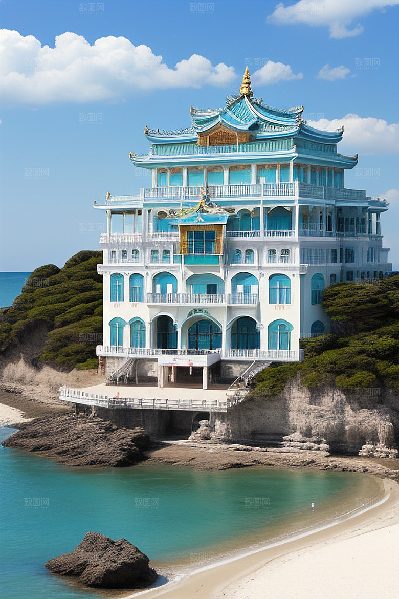 阳光明媚的海滨宫殿
