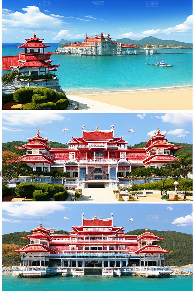 迷人海滨宫殿的阳光之美