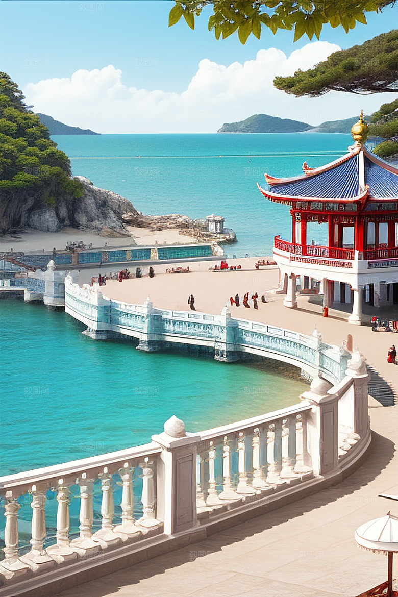 迷人海滨宫殿的阳光之美