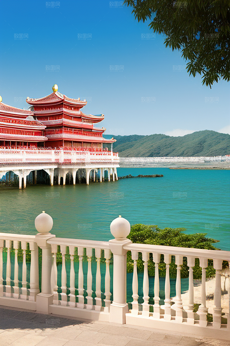 海滨宫殿的阳光美景