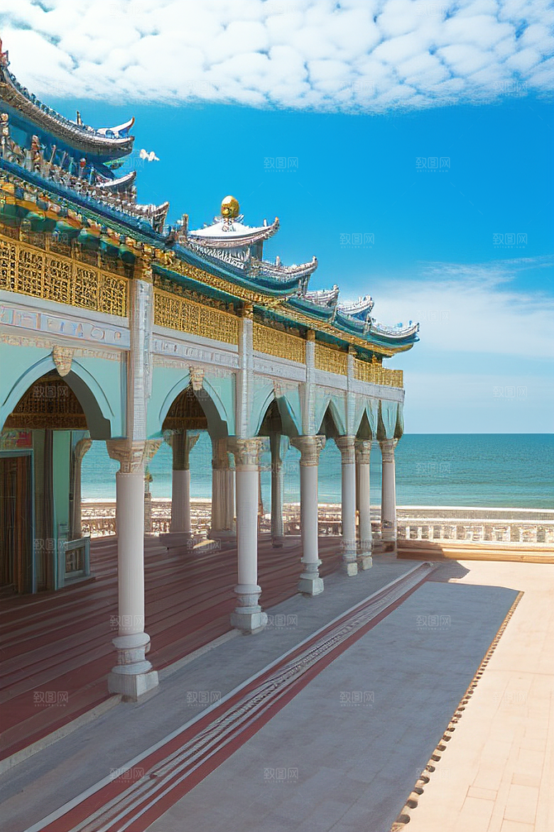 海滨宫殿的阳光美景