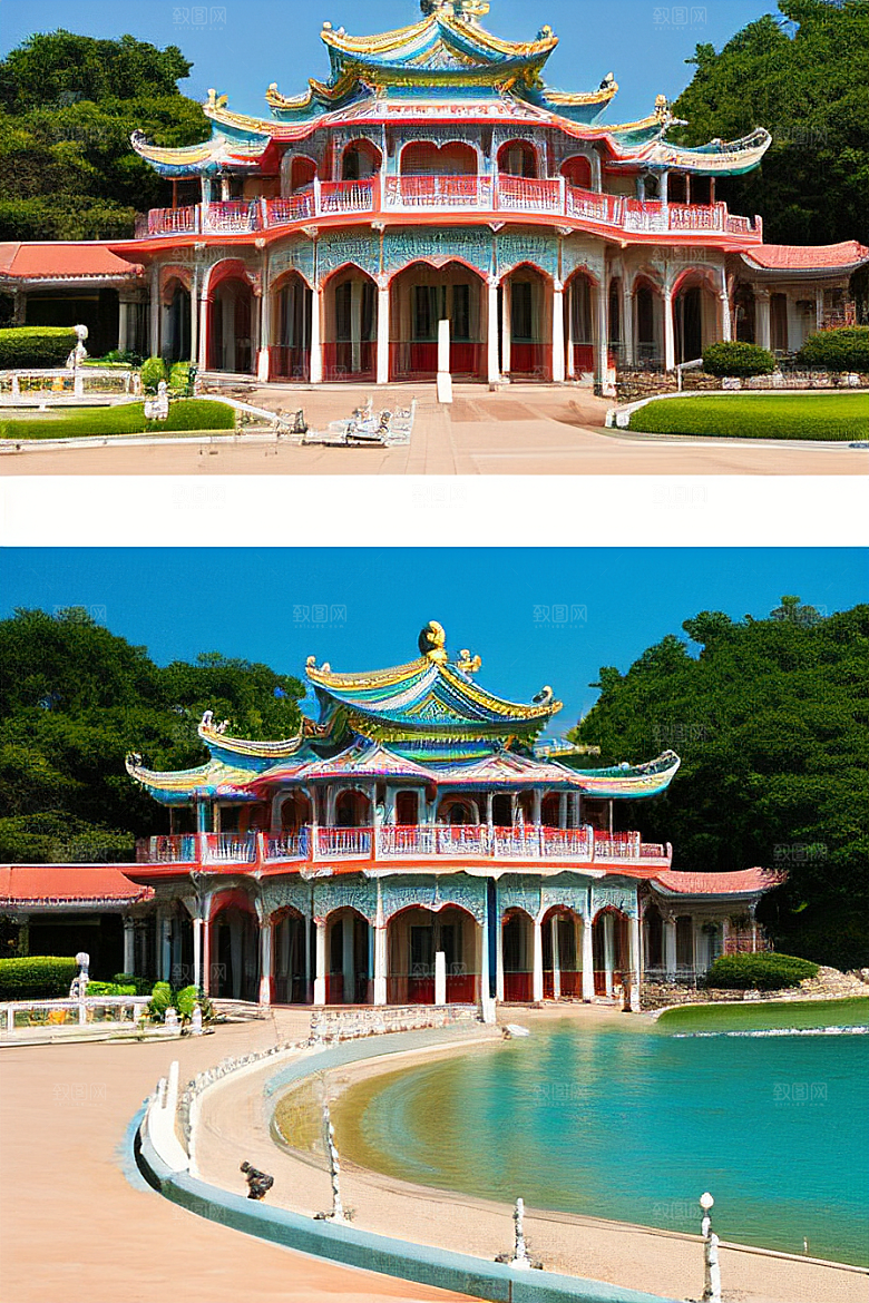 海滨宫殿的阳光美景