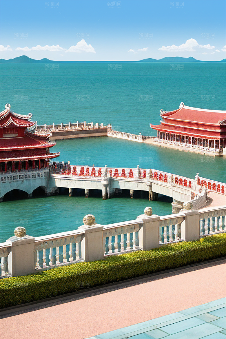 明媚海滨宫殿的美景