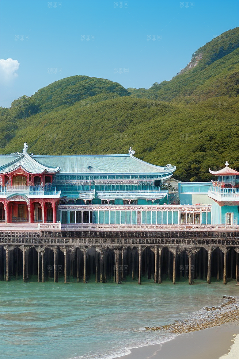 明媚海滨宫殿的美景