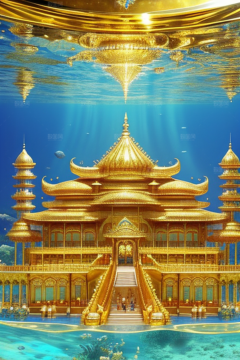 唯美细节的豪华金色宫殿