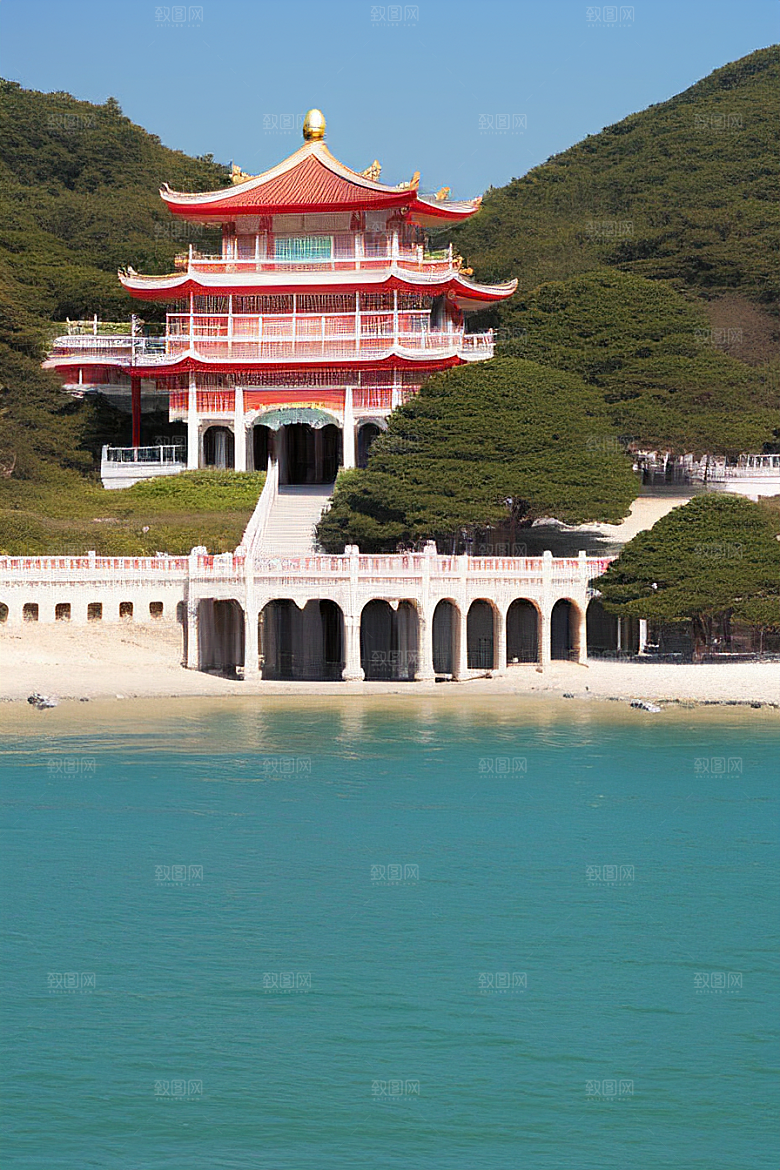 明媚海滨宫殿的美景