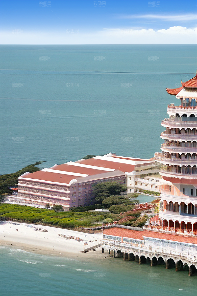 明媚海滨宫殿的美景