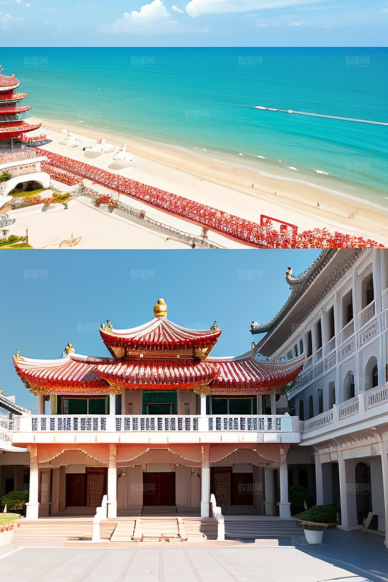 明媚海滨宫殿的美景
