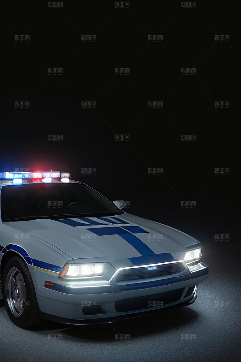 浅灰色警车的真实呈现