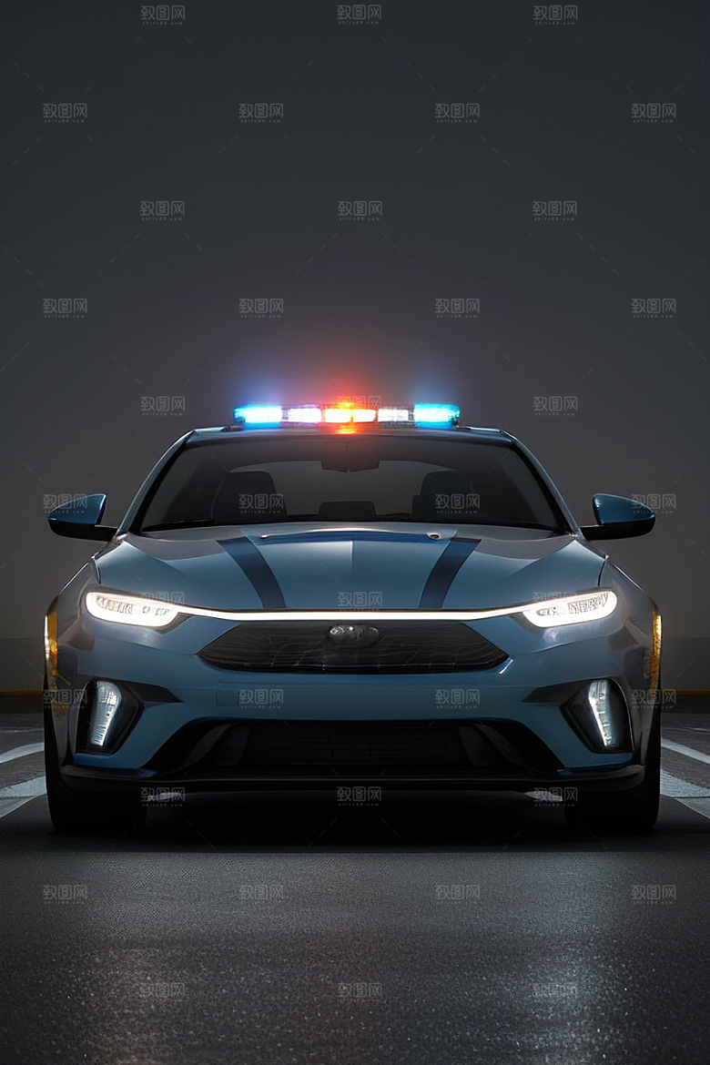 浅灰色警车的真实呈现