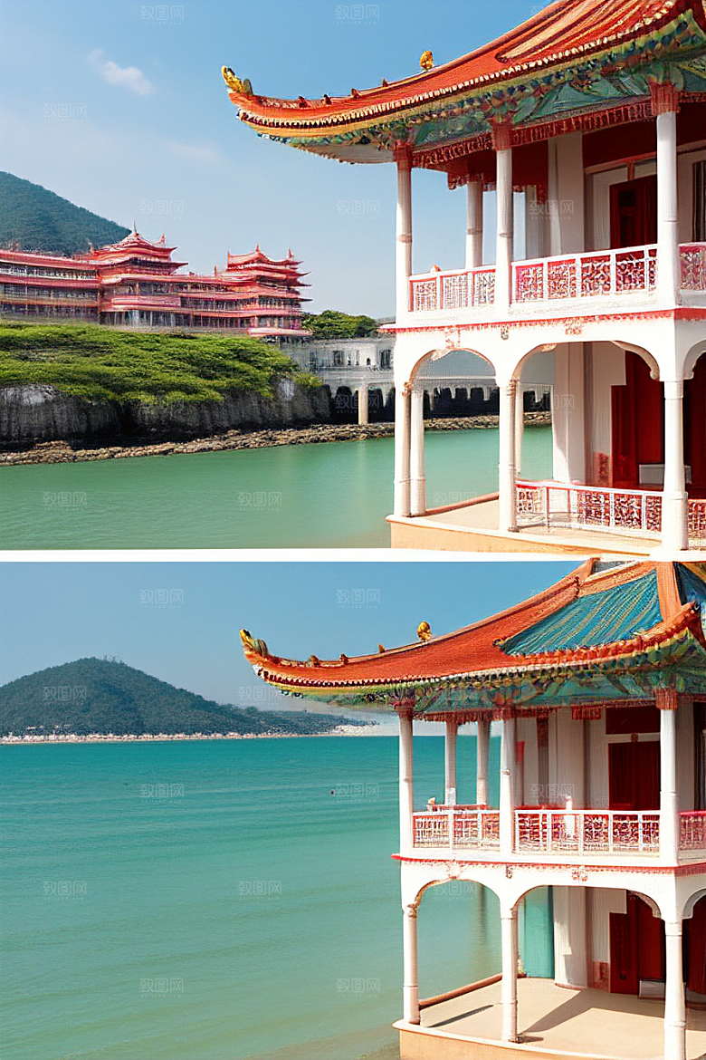 海滨宫殿的美丽景色
