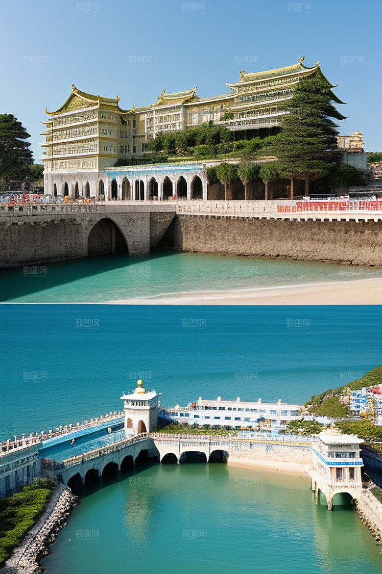 海滨宫殿的美丽景色