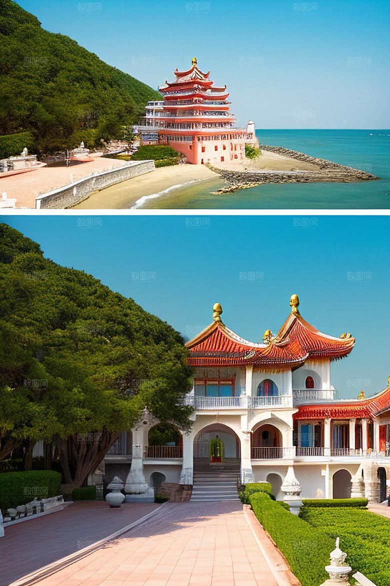 海滨宫殿的美丽景色