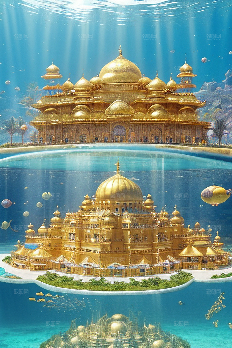 梦幻细节的巨型气泡下宫殿