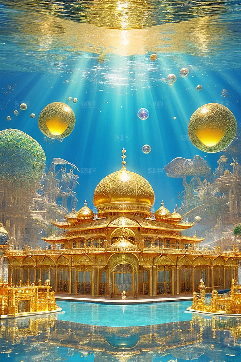 梦幻细节的巨型气泡下宫殿