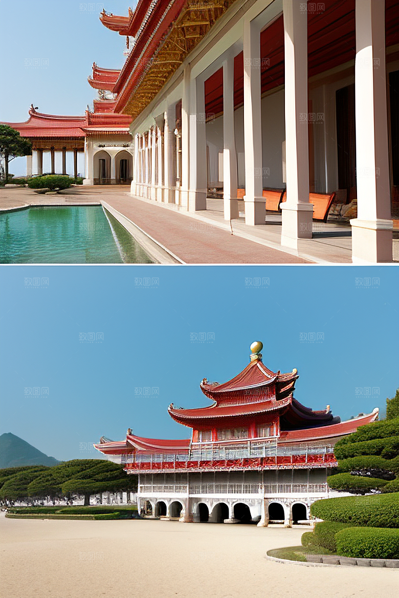 阳光明媚的海滨宫殿