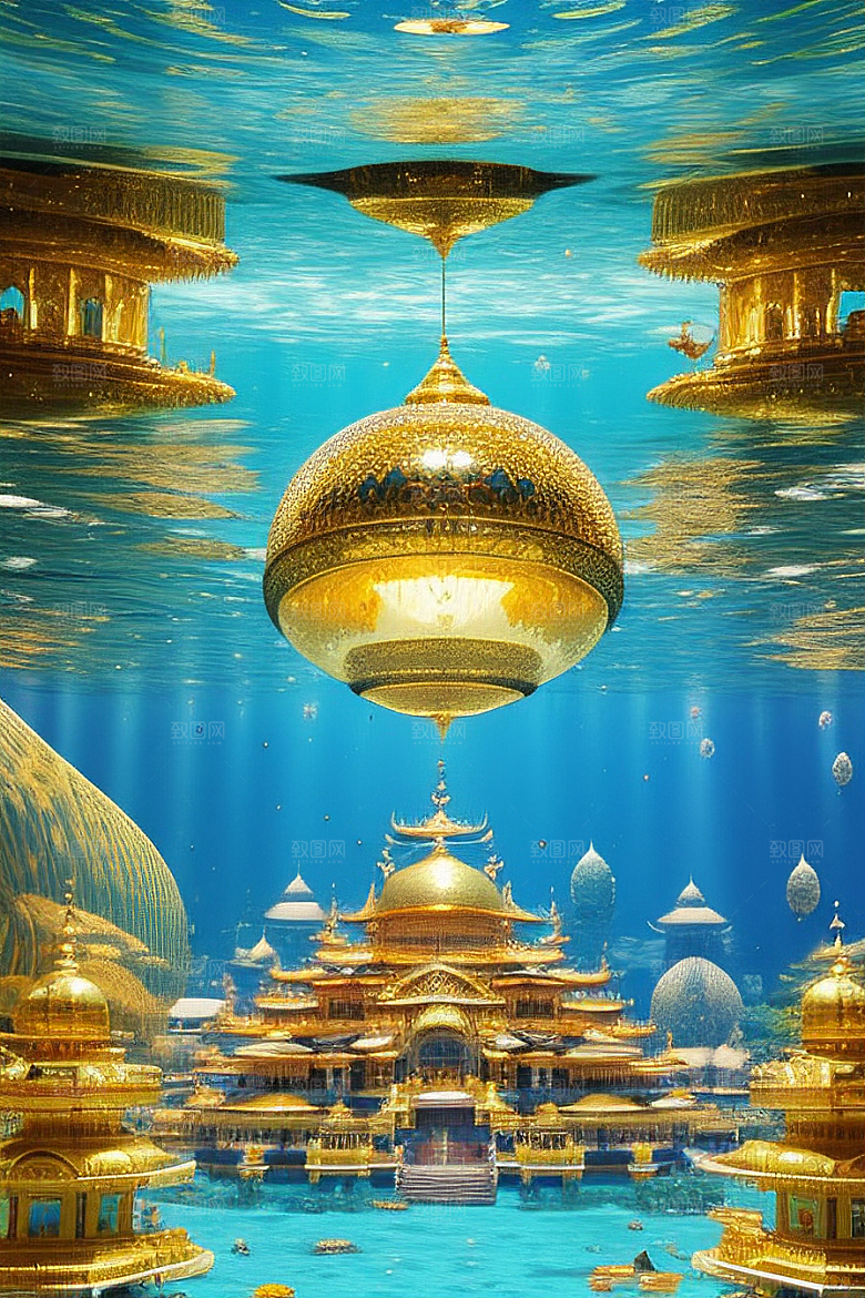梦幻细节的巨型气泡下宫殿