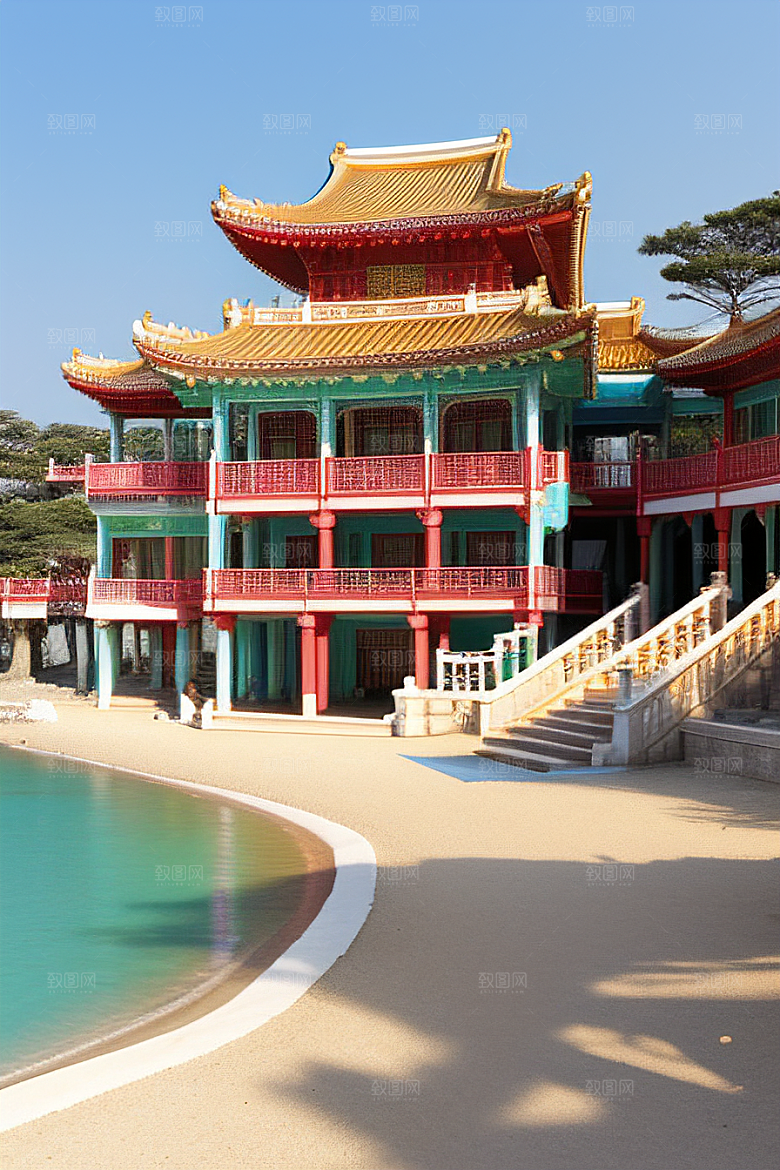 阳光明媚的海滨宫殿