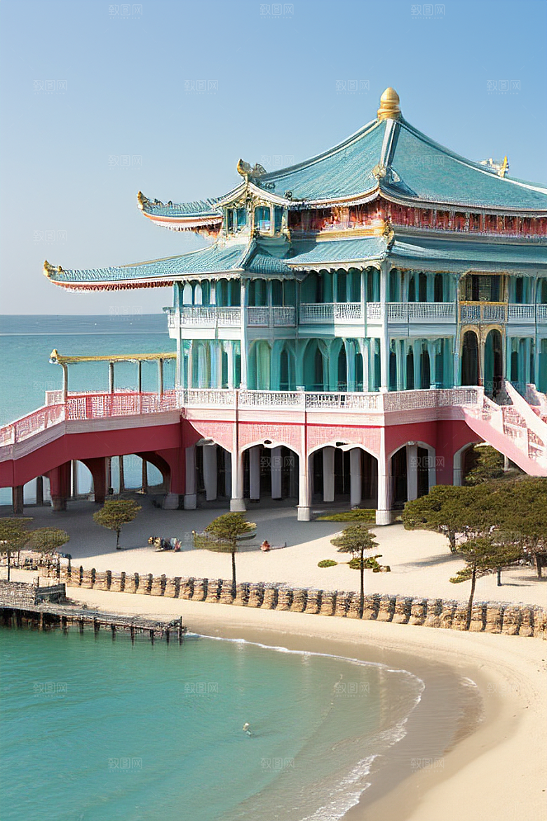 阳光明媚的海滨宫殿