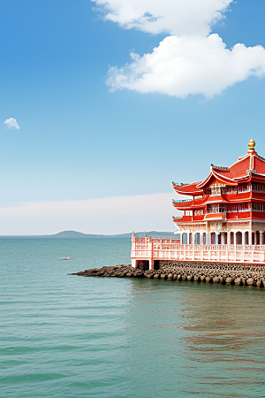 阳光明媚的海滨宫殿