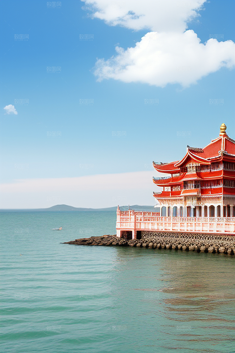 阳光明媚的海滨宫殿