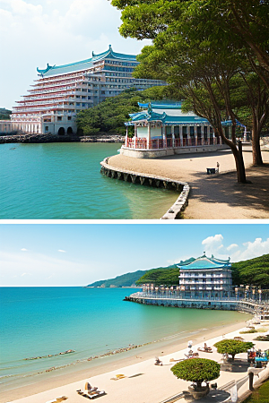 阳光明媚的海滨宫殿