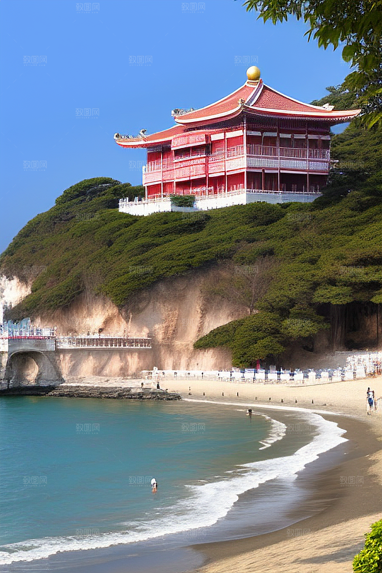 阳光照耀下的宜人海滨宫殿
