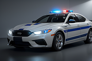 浅灰色警车的真实呈现