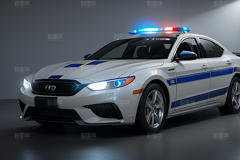 浅灰色警车的真实呈现