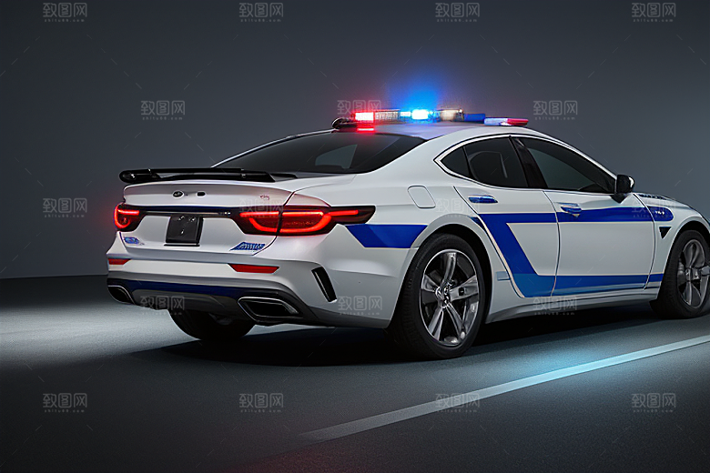 浅灰色警车的真实呈现