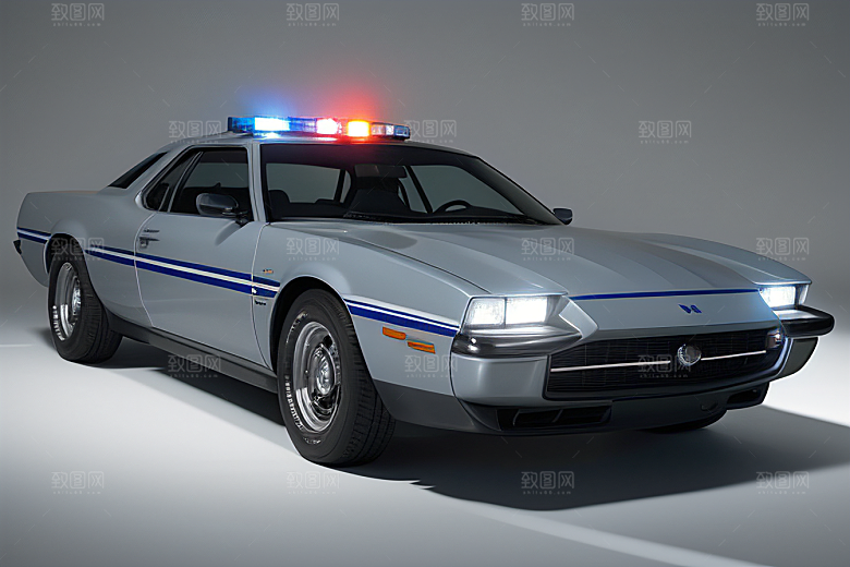 浅灰色警车的真实呈现