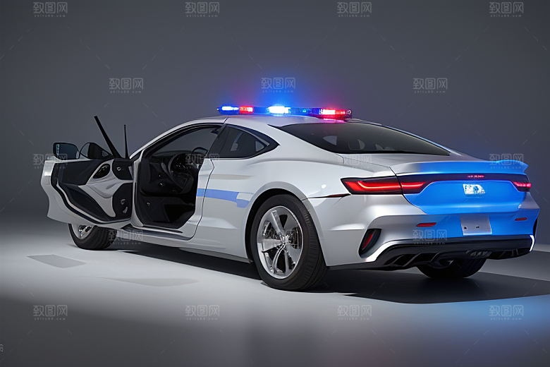 浅灰色警车的真实呈现