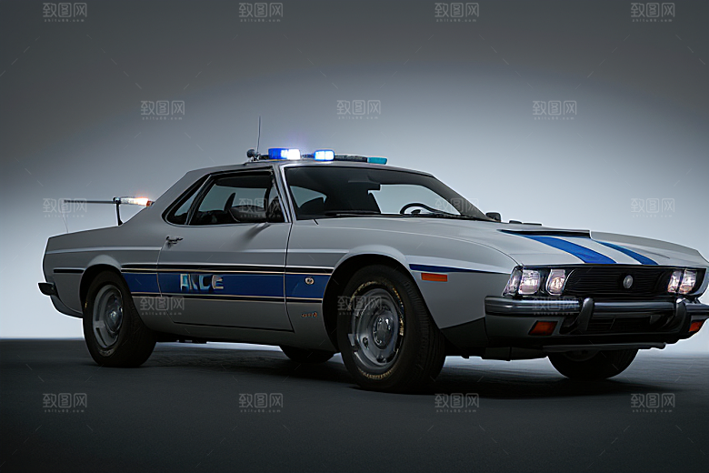 浅灰色警车的真实呈现