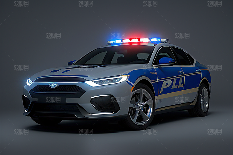 浅灰色警车的真实呈现